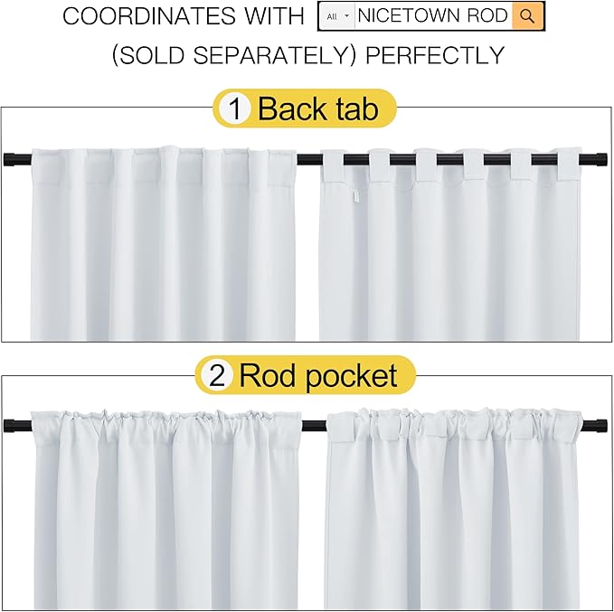 NICETOWN Bunk Bed Insulated Room Darkening Curtains - (Cloud Grey Color) W42 x L50, 2 Pieces, Modern Design Thermal Privacy Protection Window Treatment Drapes/Draperies for Bedroom - Image 3