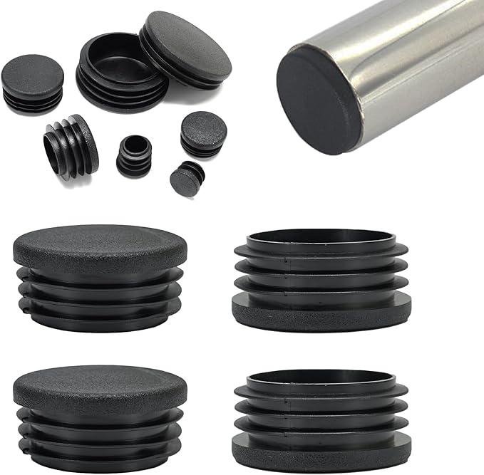 1-3/4" (45mm) Plastic Hole Plugs Black -Round Chair Leg Caps, Flush Mount Pipe Plugs, Tubing End Caps for Metal&Wood Legs Tube, Outdoor Furniture Feet caps & Table Plastic Plugs, 4 PCS by EASYEAH