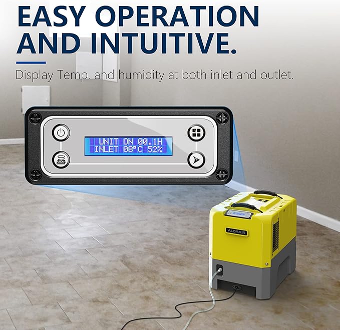 ALORAIR 180PPD Commercial Dehumidifier for Crawl Space & Basement, Wi-Fi APP Controls with Pump, Capacity up to 85 PPD at AHAM Condition, for Large Space, Job Sites, Yellow - Image 5