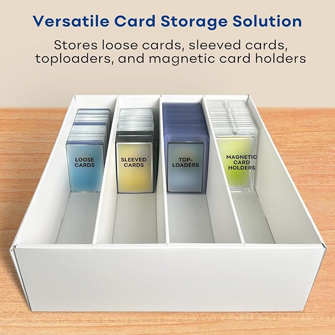 4-Pack Trading Card Storage Box, 3200 Count Cardboard 4 Row Card Box for MTG TCG Baseball Sports Cards Collection, Top loader Storage Boxes, includes Card Dividers & Stoppers - Image 4