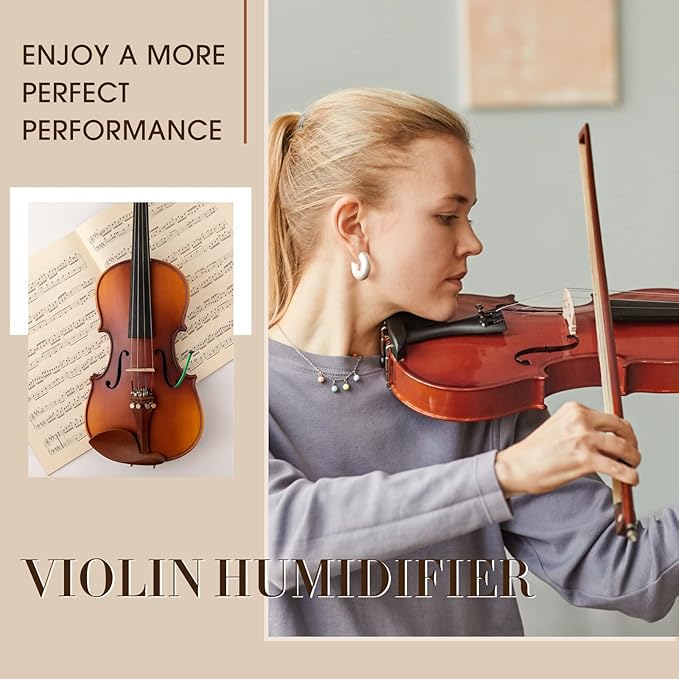 Kathfly 2 Pcs Violin Humidifier Instrument Accessory Violin Sound Hole F Hole Humidifier with Microfiber Cleaning Cloth to Prevent Cracking Buzzing Protruding Fret Ends Top Sink Dryness(Blue, Green) - Image 6
