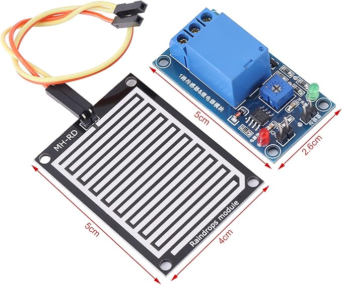 Rain Sensor Relay, 12V Raindrops Controller Module for Weather Monitoring Plant Leaf Humidity Sensor Relay Switch, Sensor Blocks - Image 3