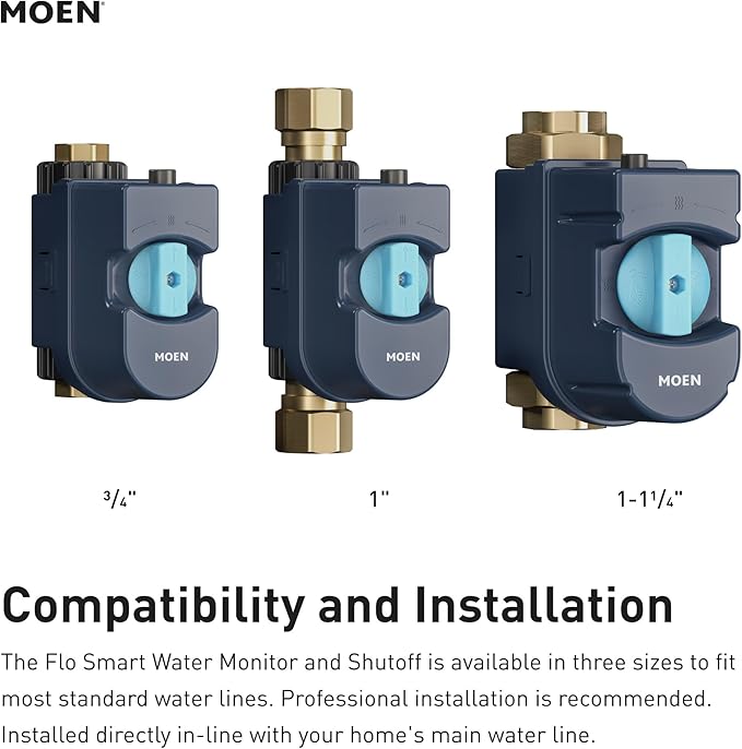 Moen Flo Smart Water Monitor and Automatic Shutoff Sensor, Wi-Fi Connected Water Leak Detector for 1-Inch Diameter Pipe, 900-006 - Image 4