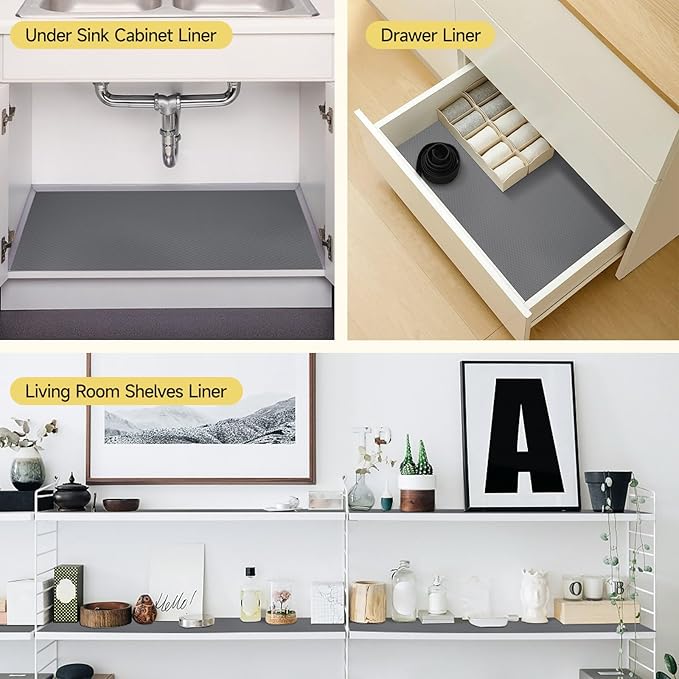 WochiTV Adhesive Shelf Liner 17.5 X 240 Inches Peel and Stick Kitchen Liner for Cabinets, Drawers Removable Protector Mat Waterproof Contact Covering for Dresser Pantry Countertops Shelves, Gray - Image 8
