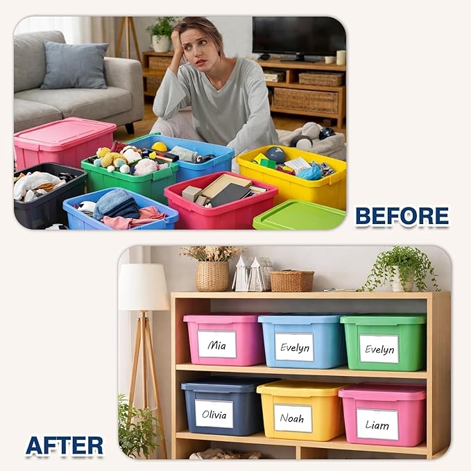 H4D 24 Pack Labels for Storage Bins, 4" x 6" Plastic Clear Adhesive Index Card Holders, Tote Label Pockets for Organizing Storage, Library Card, Shelves - Image 5