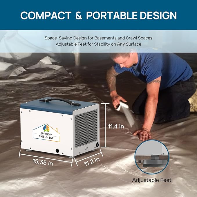 ARGENDON Crawlspace Dehumidifier with Pump, 70 Pint Commercial Dehumidifier for Basement with Drain Hose, Auto Defrost, Memory Starting, Compact, GLGR, Up to 1000 Sq Ft, 5 Years Limited Warranty - Image 6