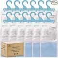 Moisture Absorber Refill Hanging Bags, 12 Pack (200g Each) – Calcium Chloride Dehumidifier Bags with 6 Reusable Hooks, Closet & Bathroom Dehumidifier Bags by Wisesorb