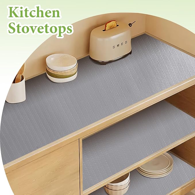 Shelf Liners for Kitchen Cabinets 23.6in x 30FT Non Adhesive Drawer Liner Grey Thickened Shelf Liner Paper Strong Non-Slip Easy to Clean for Tool Box Refrigerator with Knife and Tape Measure - Image 3