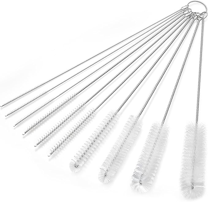 CiaraQ Bottle Cleaning Brushes, 9.8 Inch Nylon Tube Brush Set, Cleaner for Narrow Neck Bottles Cups with Hook, Set of 10pcs by CiaraQ