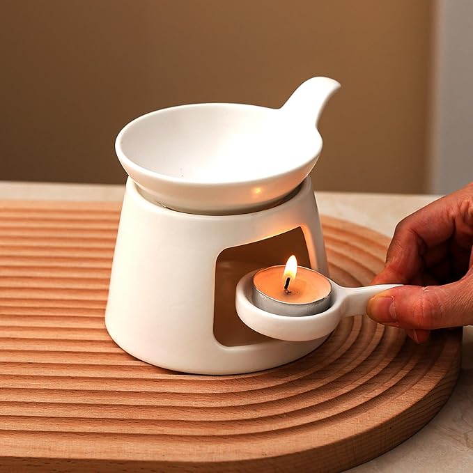 Ceramic Wax Melt Burners,Tea Light Candle Warmer,Essential Oil Burner,Candle Wax Burner Humidifier Yoga Aromatherapy Fragrance Diffuser for Living Room,Bedroom,Office Decoration,White,4 * 5IN - Image 4
