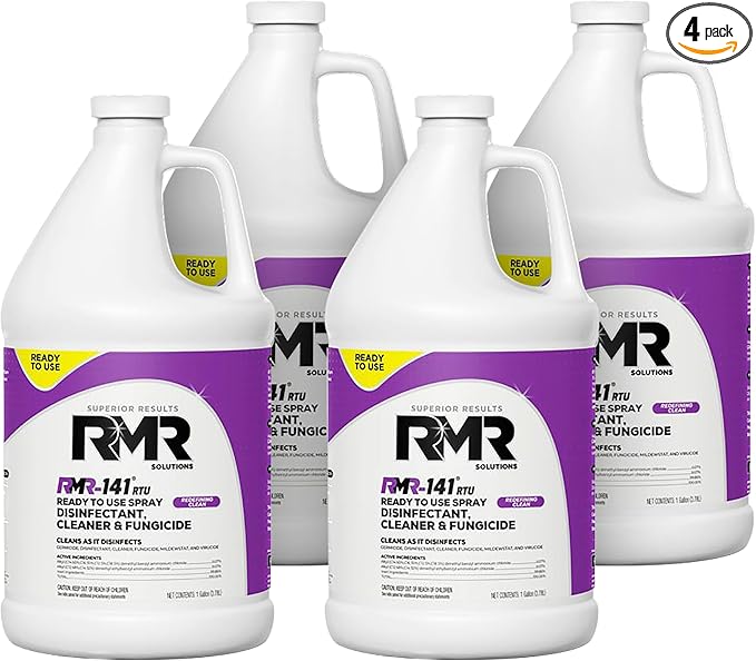 RMR-141 EPA Registered Mold and Mildew Killer, Eliminates Odors, Removes Mold, Mildew, Bacteria, and Viruses, 4 Pack of 1 Gallon Bottles by RMRBrands