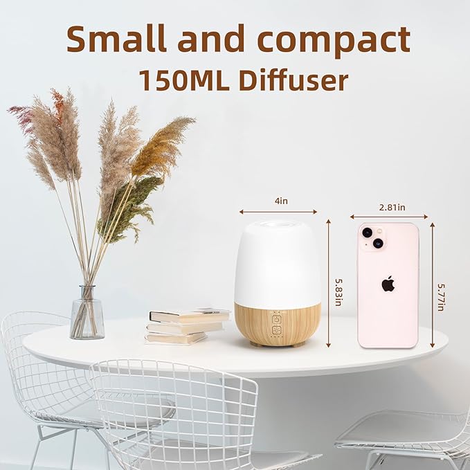 150ML Cordless Essential Oil Diffuser, Built-in 6000mAH Rechargeable Battery, 7-Hour Runtime, 7 LED Color Changing Lights, Portable Aromatherapy Diffuser for Home,Office,Outdoor - Image 4