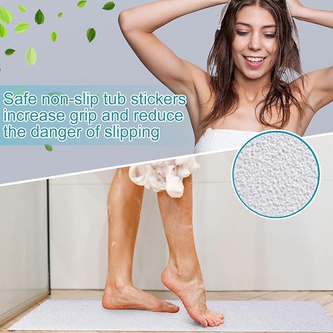 16" x 40" Non Slip Bathtub Mat with Drain Cut Out Anti Slipping Non Skid Safe Tub Mat Adhesive Peel and Stick Bath Tub Mat PEVA Tub Sticker for Shower Floor Boat Wet Areas(White) - Image 4