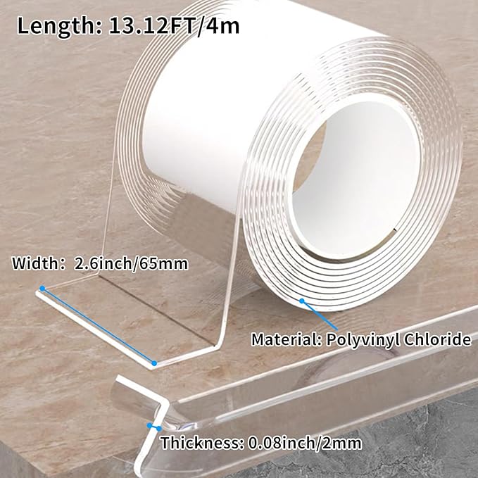 13.12 FT Edge Corner Protector Baby Proofing,Soft Clear Furniture Table Corner Guard & Edge Safety Cabinet Door Bumper,Crib Bumpers,Wall Protector(Width 2.6 in，Thickness 0.08 in) - Image 2