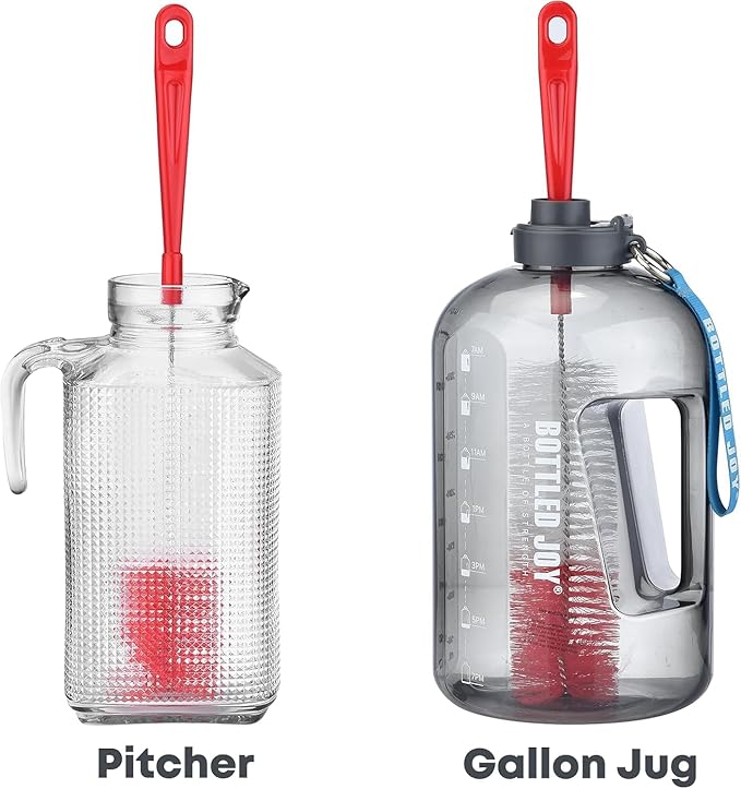 ALINK 8-Pack Red Bottle Brush Cleaner Set - Long Cleaning Brush for Narrow Neck Wine/Beer Bottles, Thermos, Hummingbird Feeder, Spout, Lids and Straws - Image 5