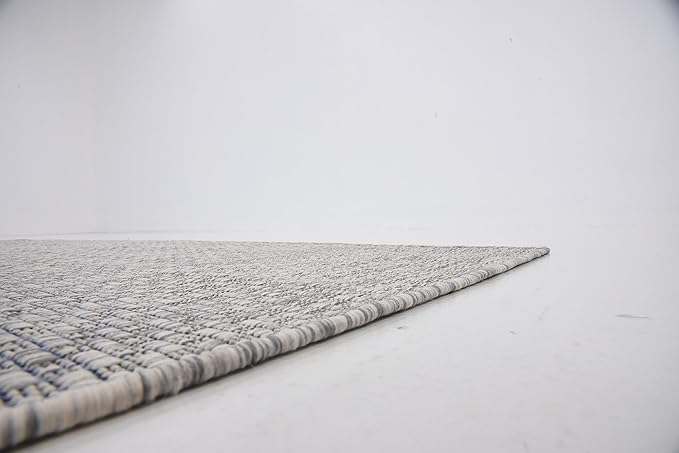 Unique Loom Collection Casual Transitional Solid Heathered Indoor/Outdoor Flatweave Area Rug (6' 1" x 9' Rectangle, Light Gray/Ivory) - Image 9
