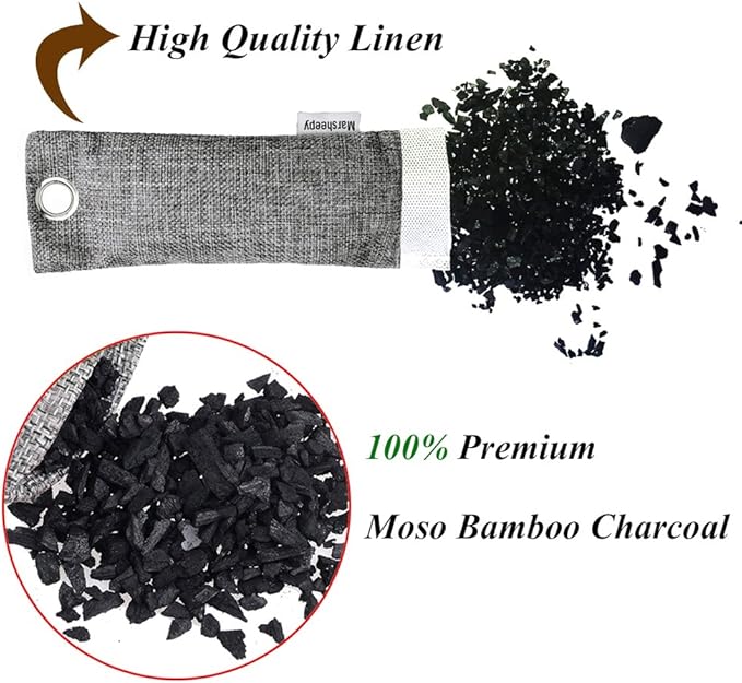 Marsheepy 24 Pack Charcoal Shoe Deodorizer Bags, Bamboo Charcoal Air Purifying bags, Odor Absorber, Odor Eliminator for shoes, Home, Closet, Pet（24X50g） - Image 2