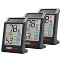 BaldrTherm Room Thermometer Indoor Humidity Meter Solar Powered with Max/Min Memory & Comfort Indicator - 3.2" Large Display for Home, Black, 3Pack by BaldrTherm
