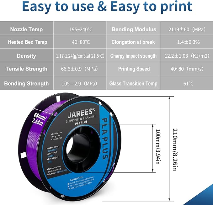 PLA Filament 1.75mm Purple 1KG, 3D Printer Filament Dimensional Accuracy +/- 0.02mm, High Speed1kg Spool(2.2lbs) Fit Most FDM 3D Printers - Image 6
