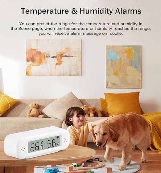 WiFi Thermometer Hygrometer: Smart Temperature Humidity Sensor, Indoor Room Temperature Monitor with App Notification Alerts & Free Data Storage Export, Digital Remote Monitor for Bedroom (1-Pack) - Image 3