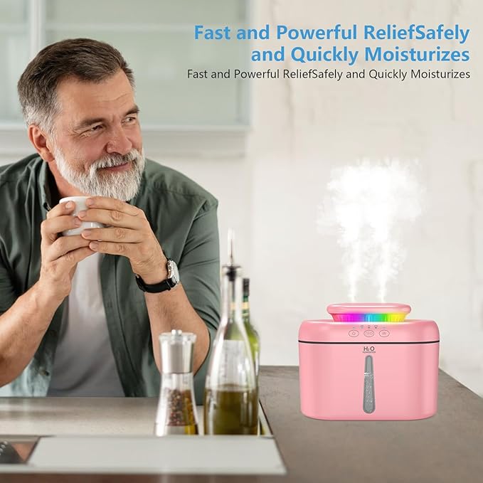 SZO Humidifiers for Bedroom, 2.5L Capacity, Auto Shut-Off, Easy to Fill & Clean, 16 dB Quiet Ultrasonic Humidifier for Large Room, Plants, Baby Nursery, Indoor, Night Light（Pink） - Image 4