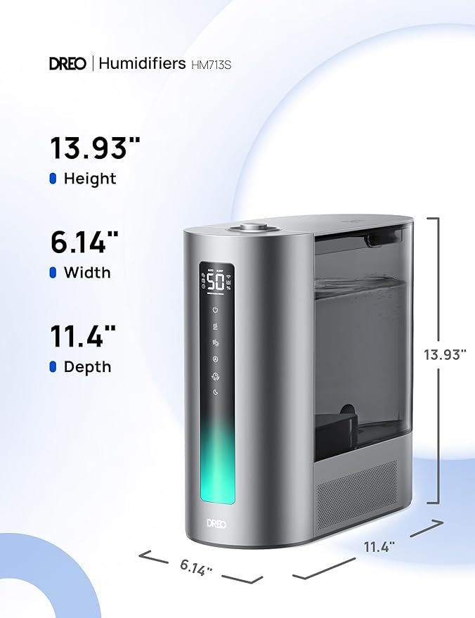 DREO 6L Humidifiers for Bedroom, Smart Warm & Cool Mist for Large Room, 60Hr Quiet Runtime for Baby, Plant, Humidity Sensor, Indicator Light, 12H Timer, Google/Alexa, HM713S - Image 8