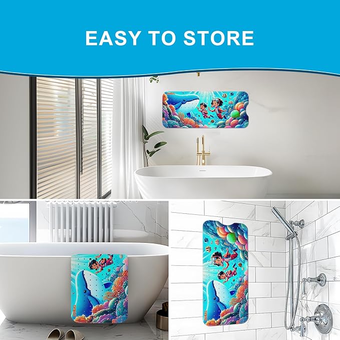 XIYUNTE Baby Bath Mat for Tub Non Slip Kids Bath Mat - 40''x16'' Extra Long Cartoon Coral Baby Bath Tub Mat Eco-Friendly Toddler Bath Mats with Suction Cups & Drain Holes Easy to Clean & Easy Drying - Image 8