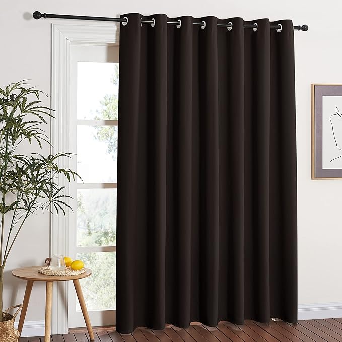 NICETOWN Drapes for Sliding Glass Door - Thermal Insulated Door Blinds, Patio Door Curtains, Vertical Blinds for Window (Toffee Brown, 100 inches x 84 inches) by NICETOWN