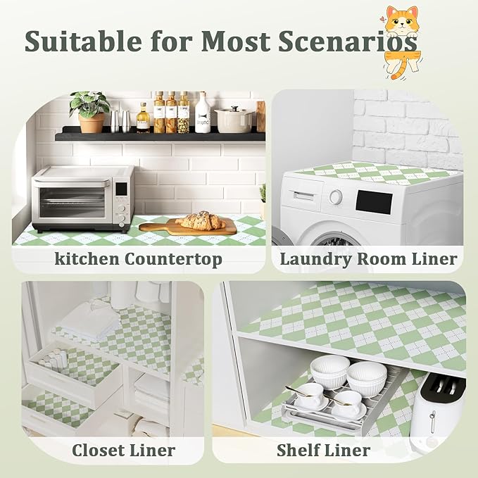 Sage Green Shelf Liner for Kitchen Cabinets 18" x 240" Non-Adhesive Non-Slip Drawer Liners for Dresser, Waterproof Washable Paper, Durable Protector Mat for Pantry Shelves Cupboards - Image 8