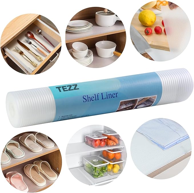 Shelf Liner, 11.8 Inches x 20 FEET Non-Slip Kitchen Cabinet Liner, Washable Oil-Proof Non-Adhesive Contact Paper for Kitchen Drawer, Cabinet, Shelves, Cupboard, Refrigerator, Storage, Desk, Countertop - Image 6