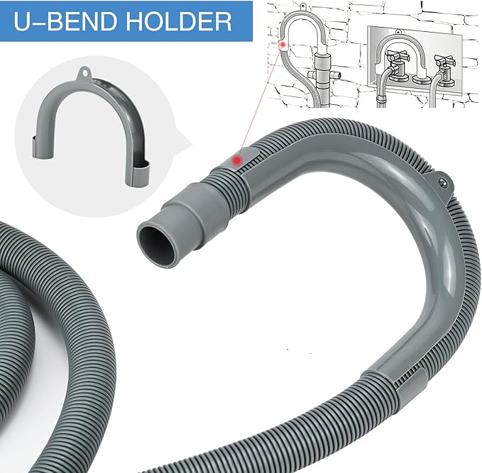 10ft Washing Machine Drain Hose Extension Kit, Universal 7PCS Set with Flexible Hose, 4 Clamps, 1 Adapter & U-Bracket for Washer, Dishwasher, Dehumidifier, Laundry Sink - Image 4