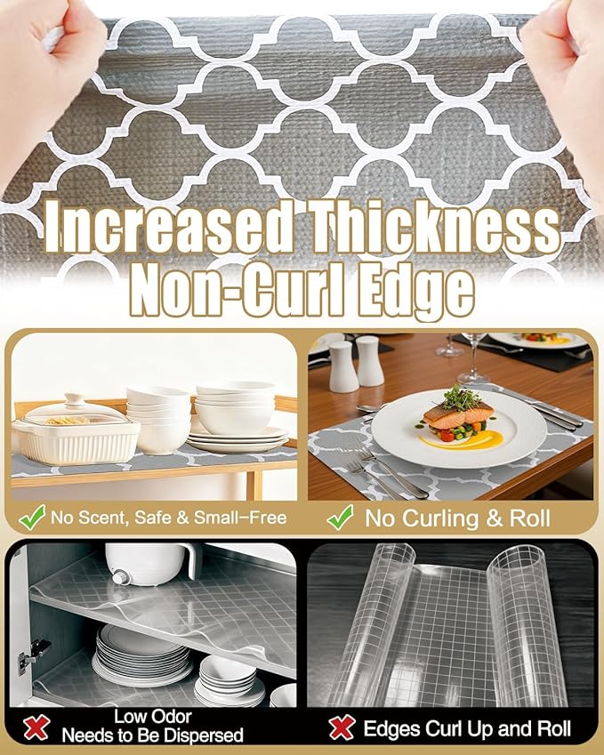 Shelf Liners for Kitchen Cabinets Non-Adhesive, Non-Slip Thickened Shelf Paper Waterproof Washable for Drawer Dresser Pantry Shelve Bathroom Protector Liner - Image 4