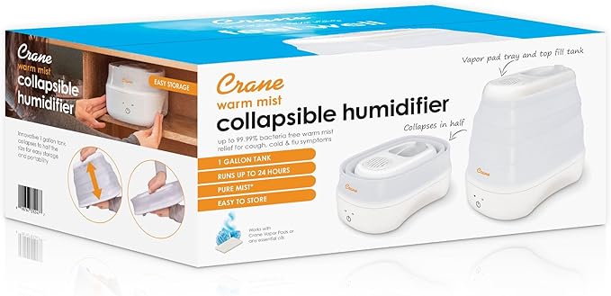 1 Gal. Warm Mist Collapsible Humidifier, White, Top Fill, for Medium Rooms Up to 500 sq. ft. - Image 9