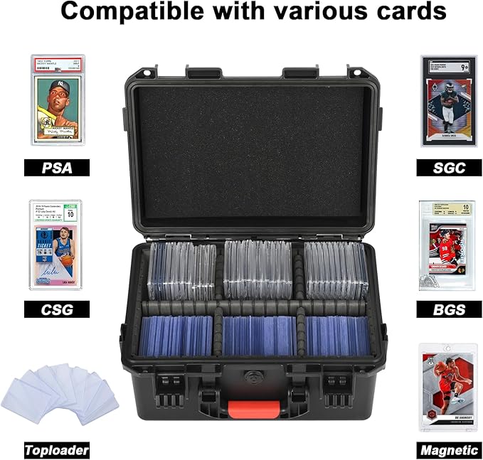 Graded Sports Card Storage Box - Card Case for Trading | Baseball Card, Graded Card Slab Carrying Case Fits PSA BGS FGS & SGC, Waterproof Holder Storage Box for Top Loader, Magnetic (Holder 300+) - Image 2
