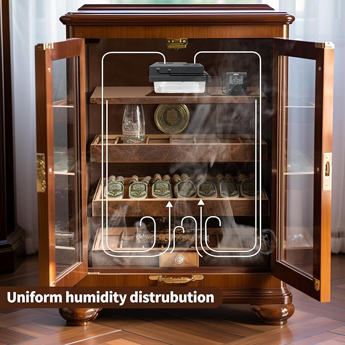 Briidea Electric Humidifiers for Cabinet (1-8 Cubic Ft.), 30% RH~80% RH Humidity Setting Values, Perfect Monitoring Temperature and Humidity, 12V Adapter Power Supply - Image 7