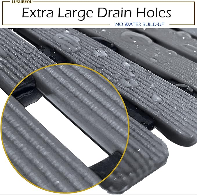 Non Slip Bathtub Mat | Double-Layered Shower Floor Mat with Suction Cups | EZ-Dry Construction | Non-Toxic, BPA, Latex, Phthalate, PVC Free (Mist) - Image 3