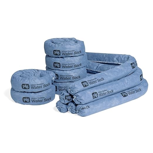 PIG Mildew-Resistant Absorbent Sock | Water Absorbing Snake | 3" W x 4' L | Absorbs up to 1 gal per Sock | 12 Count | PIG105-BL by NewPig
