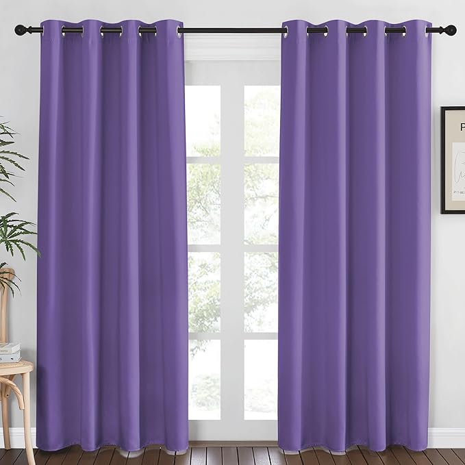 NICETOWN Blackout Curtains 84 Inch Length, Thermal Insulated Room Darkening Drapes Grommet Window Covering for Living Room Bedroom (W52 x L84 Inch, 1 Panel, Lilac Purple) by NICETOWN