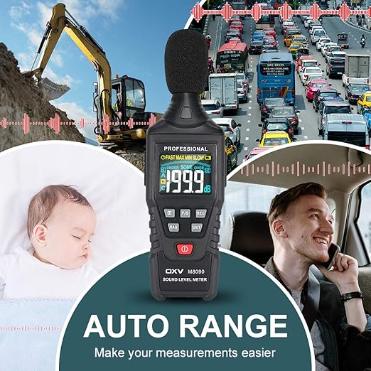 OXV Decibel Meter/Sound Pressure Level SPL Reader, Handheld Digital Measure Gauge, Measurement Range 30-130 dB(A Weighted), Accuracy 1.5dB, MAX/MIN and Data Hold Function - Image 5