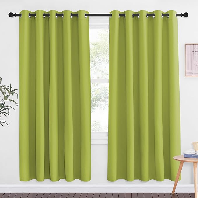 NICETOWN Fresh Green Blackout Curtains for Bedroom 72 Inches Long, Thermal Insulated Room Darkening Grommet Window Curtains for Living Room Nursery, 66 inch x 72 inche, 1 Panel by NICETOWN
