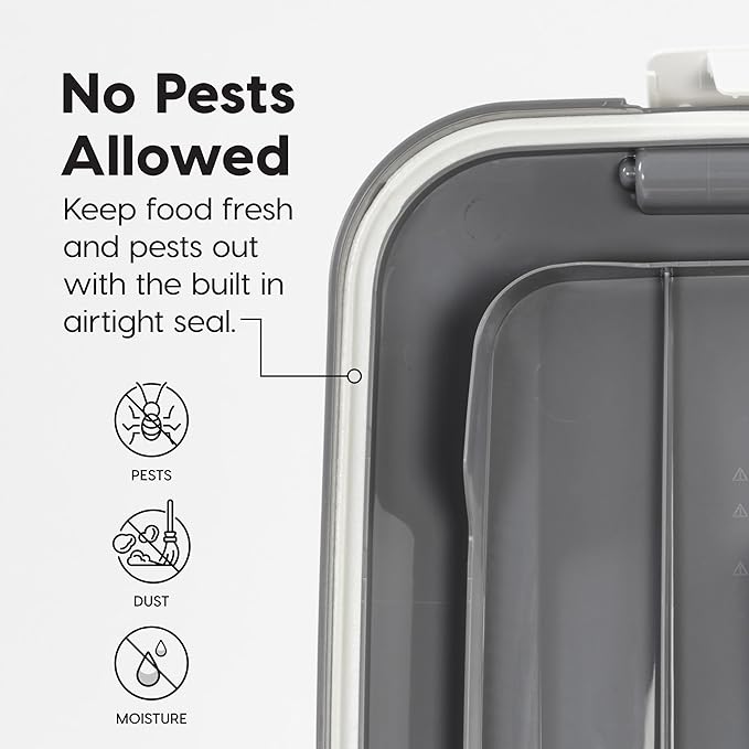 IRIS USA Dog Food Storage Container 54 lbs, 2-Pack with Wheels, Airtight Lid, 2-Cup Scoop, Double Pet Food Storage, Built in Scoop Storage in Lid, Versatile Pet Food Bin, Portable, Gray/Dark Gray - Image 6