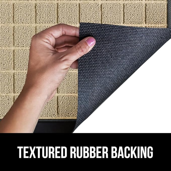 GORILLA GRIP 100% Waterproof All-Season WeatherMax Doormat US Designed Natural Rubber, Stain and Fade Resistant, Low Profile Indoor Outdoor Door Mats, Easy Clean Patio Mat, 17x29, Taupe Grid - Image 5
