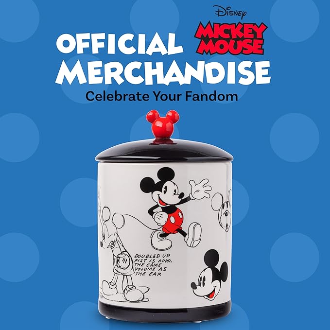 Silver Buffalo Disney Vintage Mickey Mouse Sketches Ceramic Cookie Snack Jar (Large) - Image 6
