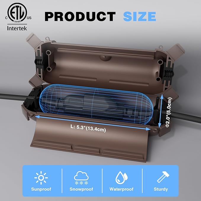 Flemoon [3 Pack] Outdoor Extension Cord Waterproof Cover, Weatherproof Electrical Connection Box for Outdoor Plug, Outlet, Outdoor Outlet, Socket, Halloween, Christmas Holiday Decoration Light, Brown - Image 3