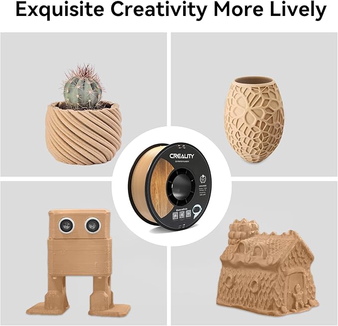 Creality Wood Filament PLA, Dark Brown PLA Filament 1.75mm, Dimensional Accuracy +/- 0.03mm, Warp-Free and Clog-Free, 1KG Spool (2.2 lbs), Fit for 99% 3D Printers - Image 3