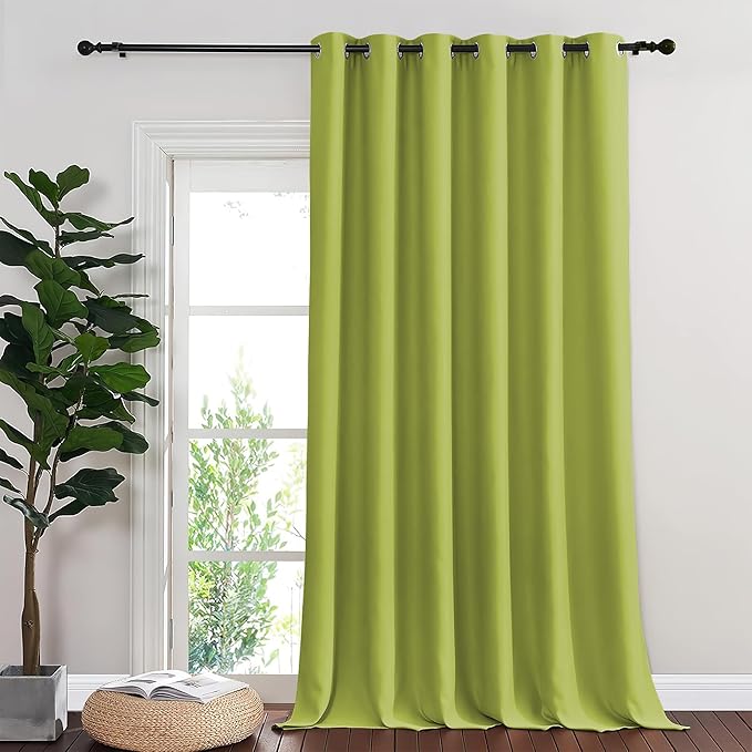NICETOWN Room Divider Curtain 132 Inches Long, Wide Blackout Sliding Door Curtain for Bedroom, Room Darkening Privacy Window Curtain for Patio Door (1 Panel Set, Fresh Green, 80 x 132 Inch) by NICETOWN