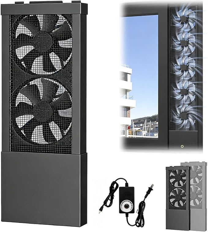 Vertical Window Exhaust Fan for Sliding Windows-Easy Tool-Free Installation, Adjustable Speed with Reversible Airflow, Slim Design for Bedroom Kitchen Office, Alternative to AC Fan and Household Fans by Unknown