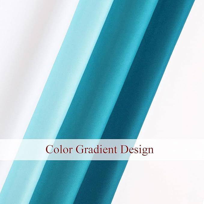 L.Z.E Teal and White Ombre Privacy Curtains 84 Inches Long 2 Panels Set Teal Green Light Filtering Non-See-Through Curtains & Drapes for Living Room Nursery Elegrant Window Treatment Grommet Top - Image 6
