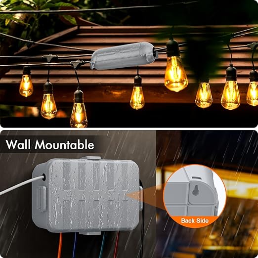 RESTMO 5-Piece Outdoor Waterproof Electrical Box Set – 12.5" x 8.5" x 5" Large & 7.1" x 2.3" x 2.3" Small, Weatherproof Boxes for Power Strip, Outlet, Plug, Socket, Timer, Holiday Light, Light Gray - Image 6