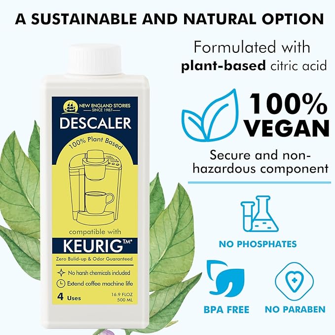 New England Stories Keurig Compatible Descaling Set, 1 Year Cleaning & Maintaining Set, Includes 1 Bottle of Descaler (4 Uses), 12 Cleaning Tablets, 1 Reusable Pod and 6 Water Filters - Image 4